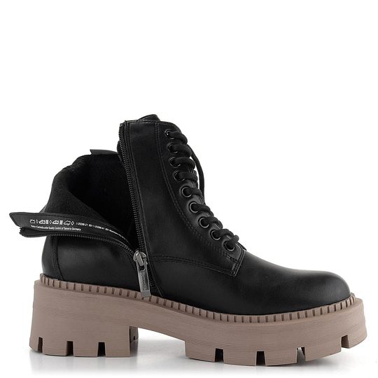 Tamaris šnurovacia členková obuv na hrubej podošve Black 1-25286-41