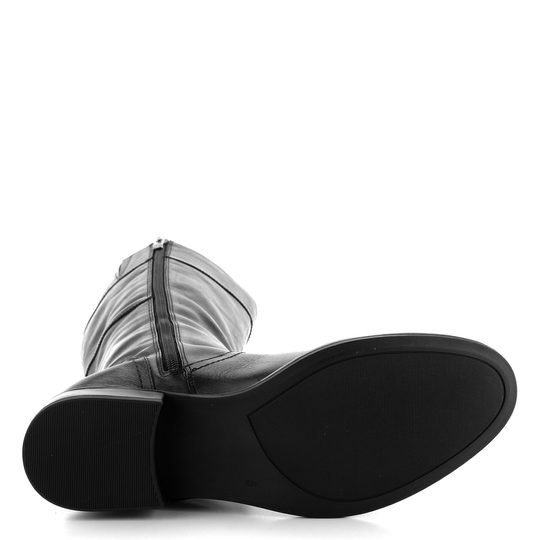 Caprice hladké kožené kozačky černé 9-25511-41