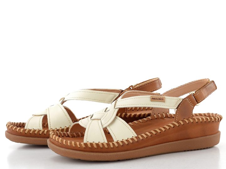 Pikolinos sandály s proplétanými  pásky Cadaques nata W8K-1839C2