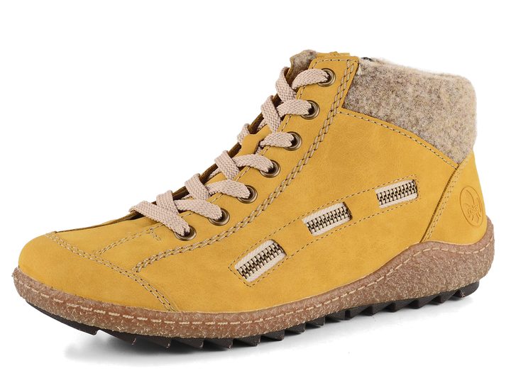 Rieker členkové topánky žlté s ozdobným zipsom L7543-69