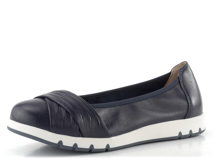 Caprice širší kožené baleríny ocean nappa 9-22118-44
