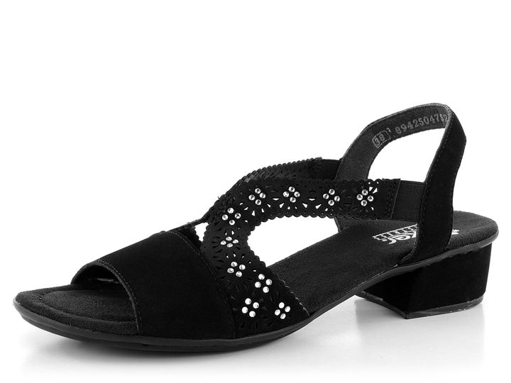 Rieker černé elegantní sandálky s kamínky V6216-00