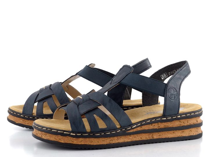 Rieker modré sandále na kline 62918-14