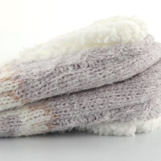 Dámské pletené domácí bačkůrky s protiskluzem lila