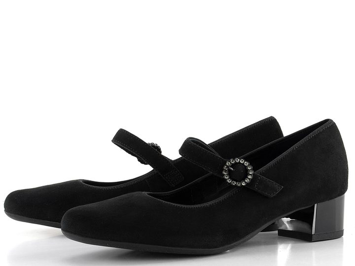 Ara širší semišové lodičky s nártovým páskem Nizza Schwarz 12-35829-01