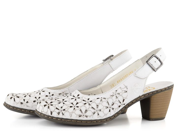 Rieker biele prerezávané lodičky s voľnou pätou 40981-80