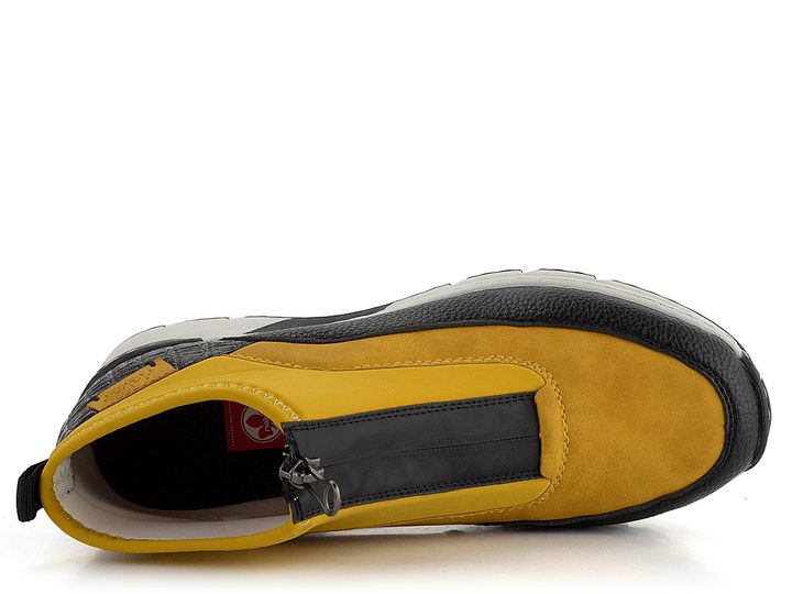 Rieker sportovnější kotník na klínu černý/žlutý N6352-68