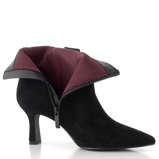 Tamaris elegantní kožený kotník na podpatku black 1-25358-45