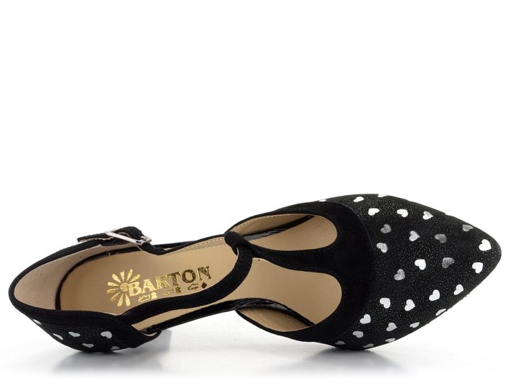 Barton čierne lodičky so striebornou potlačou