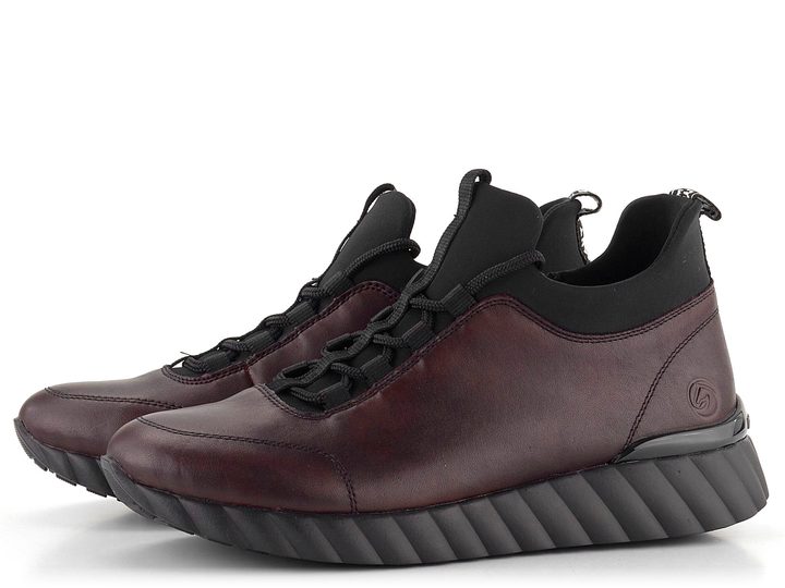 Remonte šnurovacia nízka členková obuv vínová Cerise/Schwarz D5977-35