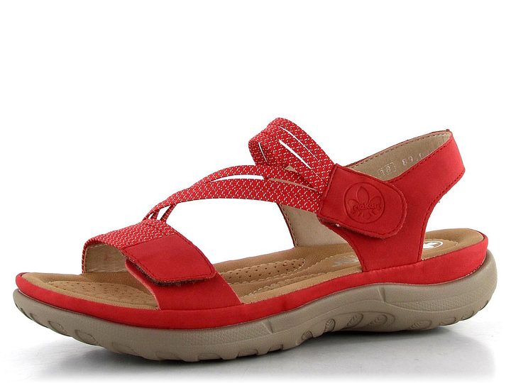 Rieker červené sandále s gumičkami 64870-33