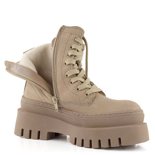 Tamaris šnurovacia členková obuv na vysokej hrubej podošve Taupe 1-25843-29