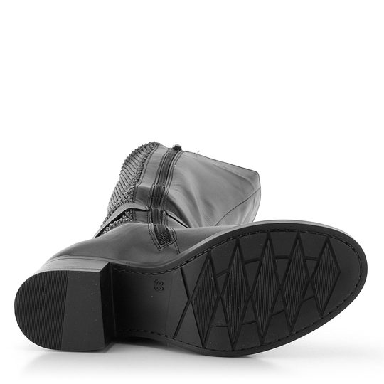 Barton široké černé kozačky s přezkou 12720