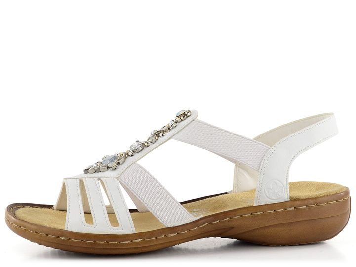 Rieker sandále biele s bižutériou 60839-80