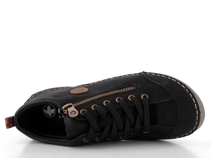 Rieker šněrovací kotník se zipem černý 52514-00