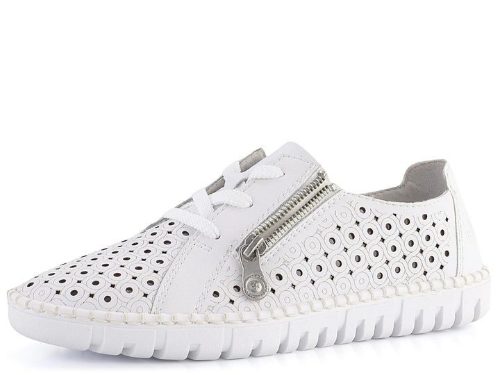 Rieker biele poltopánky s prerezávaným vzorom M2300-80