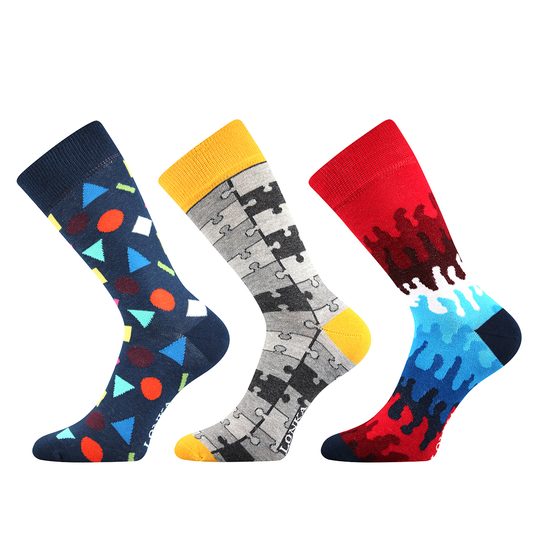 Lonka luxusné ponožky farebné puzzle/ 3 páry