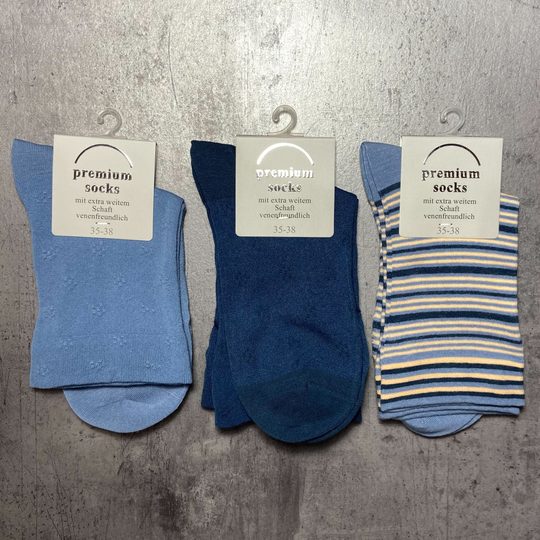 Dámské ponožky se zdravotním lemem 3 páry modrá mix