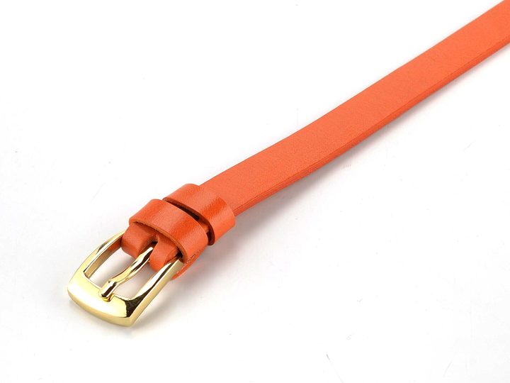 Dámský kožený opasek oranžový se sponou ve zlaté barvě 202Z-08