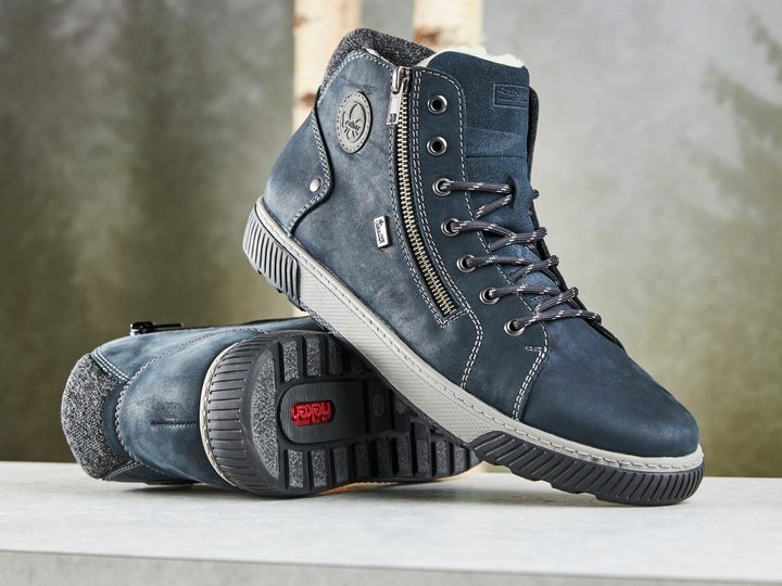 Rieker modrá členková obuv s membránou a postranným zipsom 38920-14