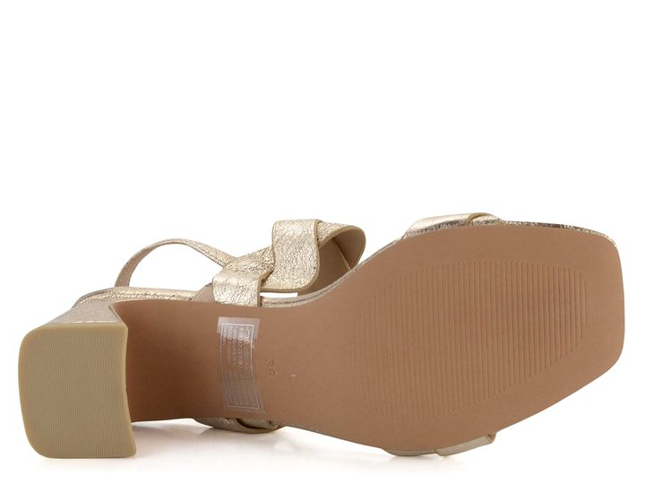 Caprice kožené metalické sandály na podpatku Lt. Gold  9-28317-42