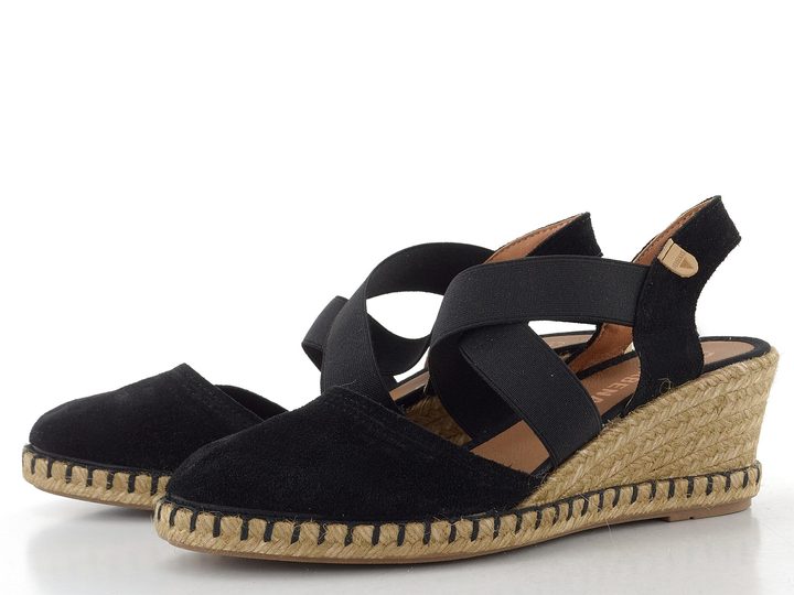 Verbenas sandály s plnou špičkou a klínkem Mila negro 0602050785