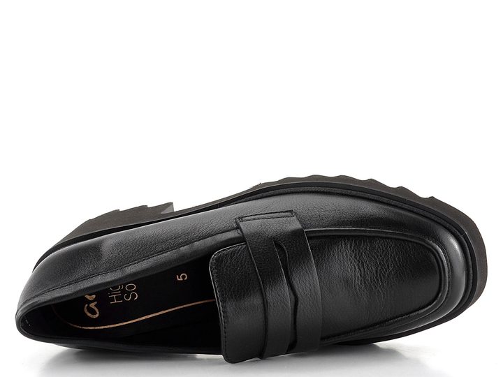 Ara kožené mokasíny na hrubé podešvi Paris-Sport Schwarz 12-21502-01