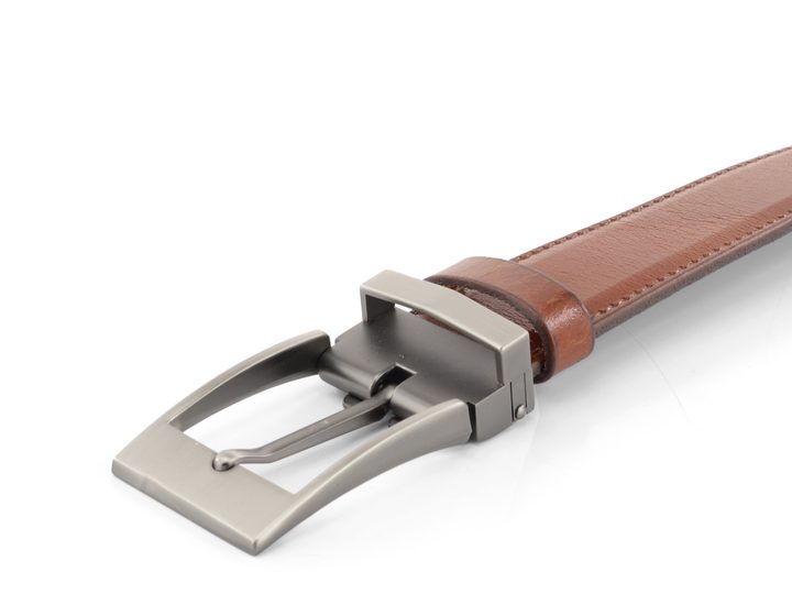 Kožený opasek cognac s matovanou sponou 32 mm