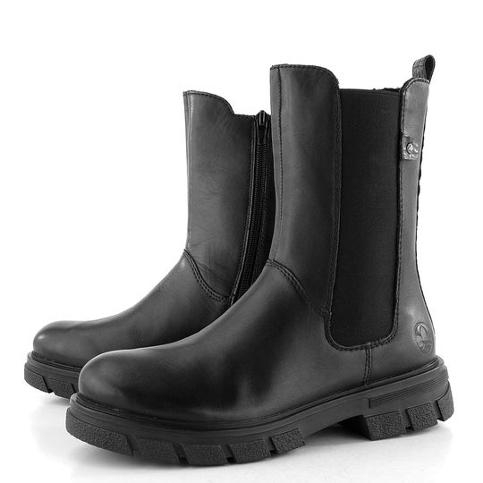 Rieker vysoká chelsea členková obuv na hrubej podošve čierna Z9180-01