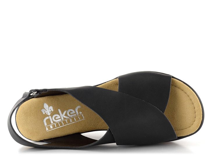 Rieker křížené sandály na klínu černé 68189-00