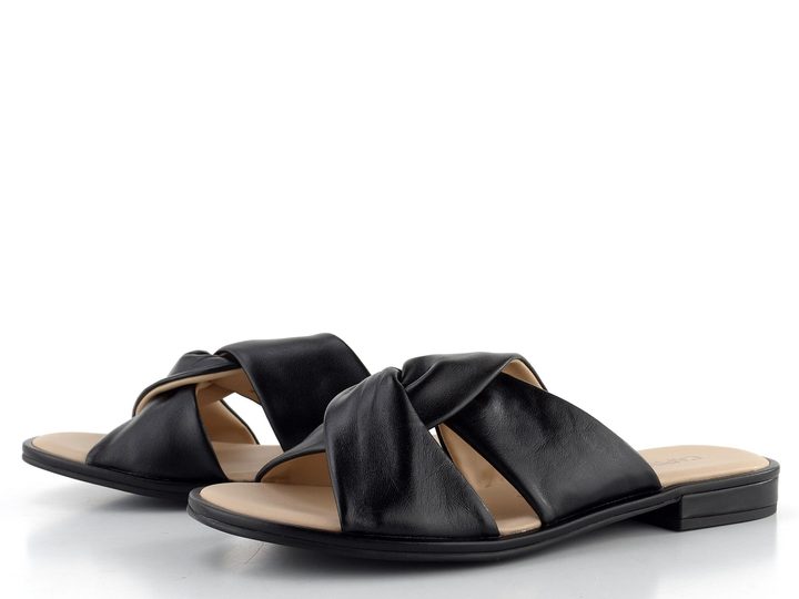 Caprice černé kožené pantofle 9-27100-42