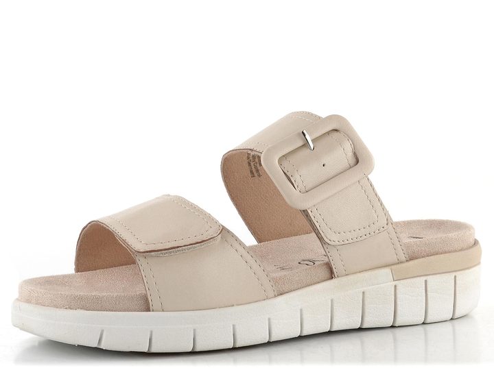 Caprice kožené pantofle s vyměnitelnou stélkou Cream Perlato 9-27203-44