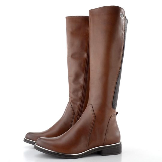 Caprice hnědé kozačky XL Shaft Cognac Comb 9-25523-41