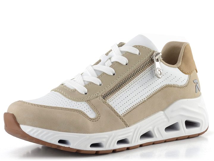 Rieker Sport tenisky na platformě béžovo-bílé N5204-80