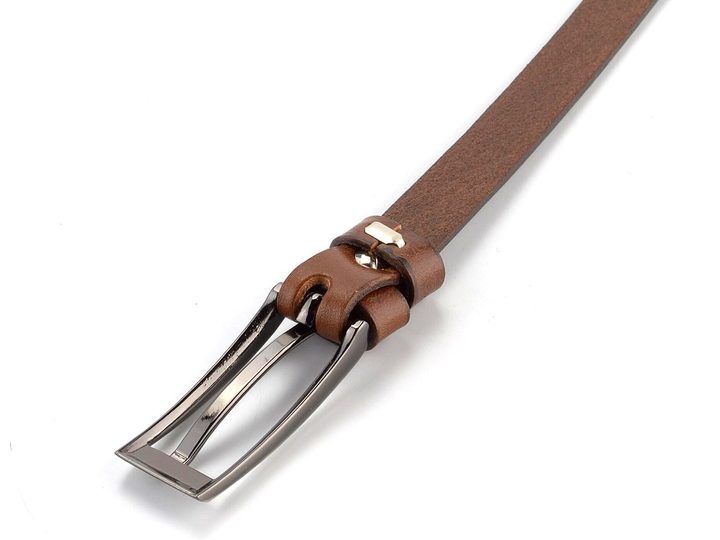 Dámský kožený opasek úzký hnědý 15-1-48