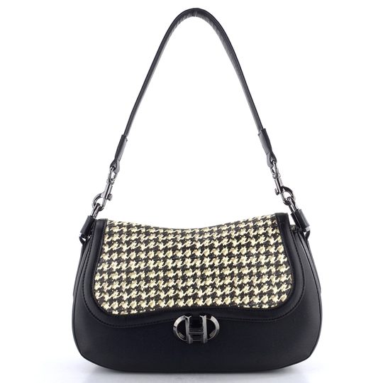 Hispanitas luxusná kabelka so vzorovanou klopou black/white BI254150