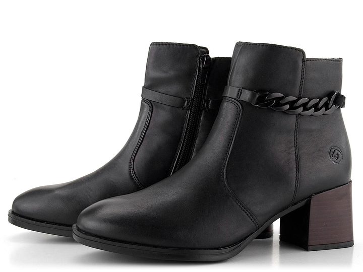 Remonte členková obuv na podpätku čierna D0V73-01