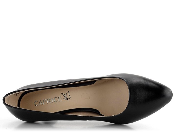 Caprice černé kožené lodičky 9-22405-42