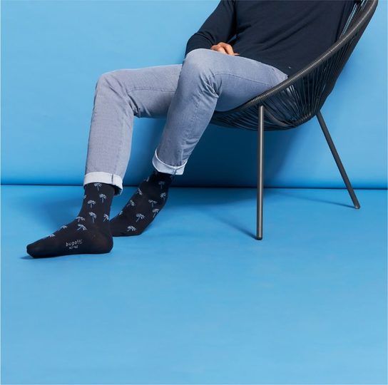 Bugatti pánské ponožky 2 páry modré vzorované/hladké 6949