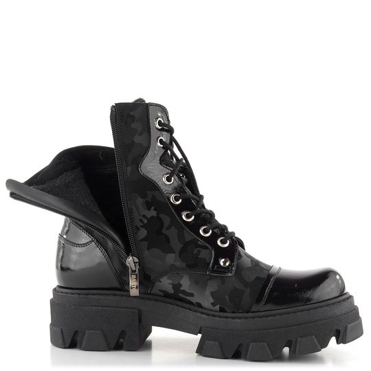 Barton členková obuv vyššia kombinovaná čierna/potlač 21303