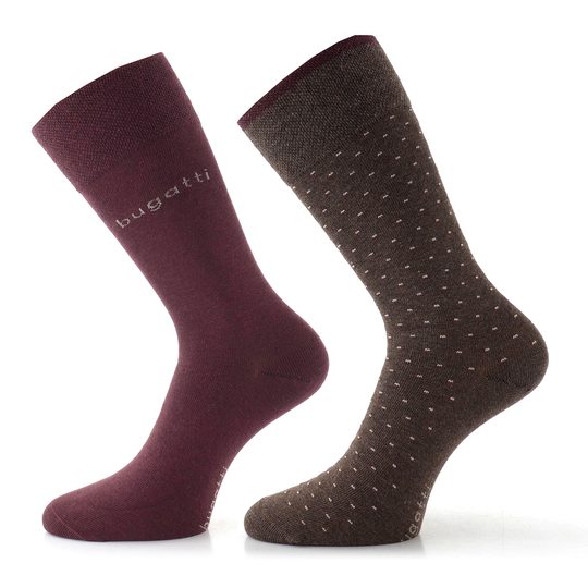 Bugatti pánské ponožky 2 páry hnědé/vínové 61100