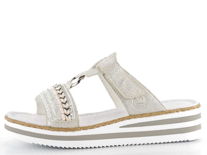 Rieker metalické šedé šľapky s aplikáciou V02M6-40