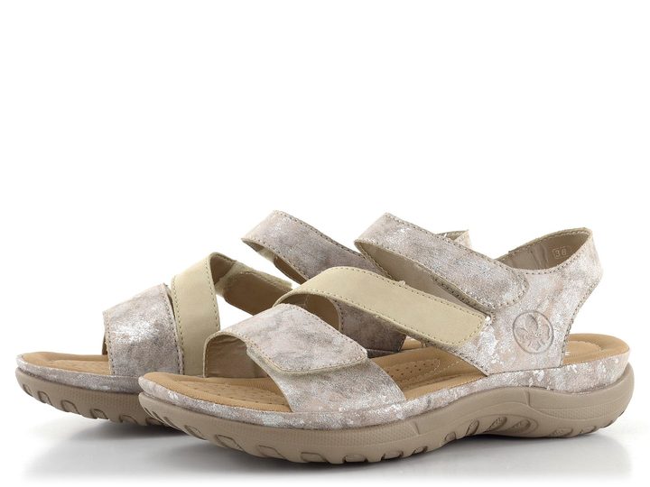 Rieker sandály s měkkou tvarovanou stélkou metalické 64872-90