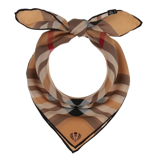 Fraas hedvábný šátek s károvaným vzorem camel 612008-180
