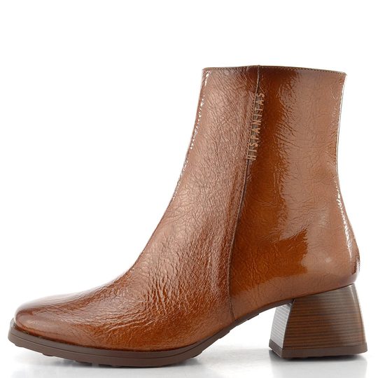 Hispanitas lakovaný zipový kotník na podpatku Marsella cuero HI254345