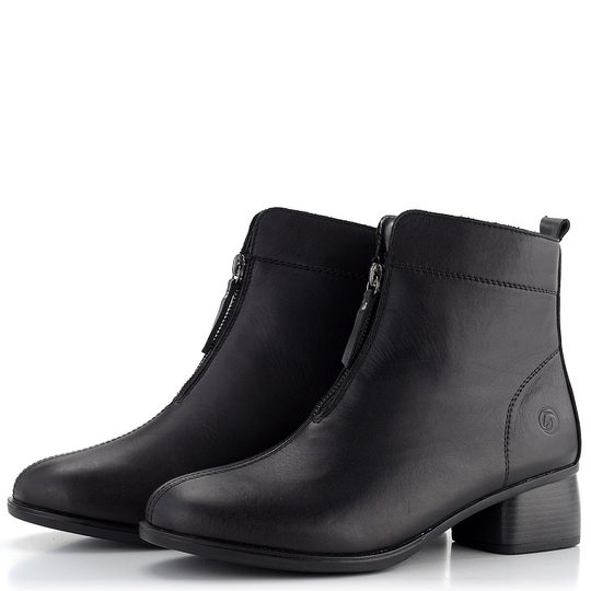 Remonte elegantná členková obuv na nízkom podpätku čierna R8878-01