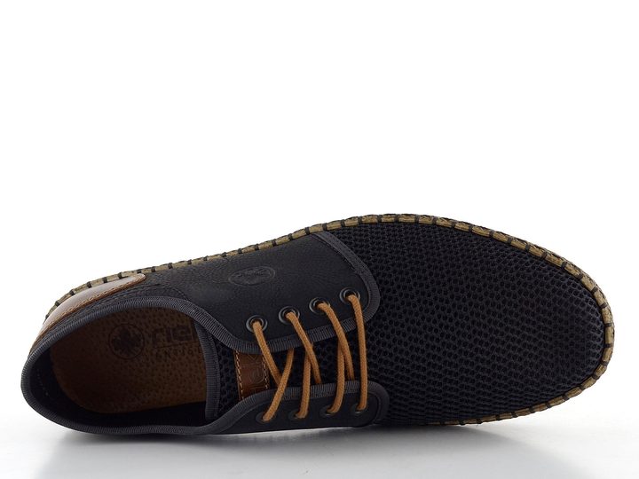 Rieker vzdušné šnurovacie poltopánky čierne B5249-00