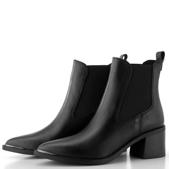 Tamaris chelsea kotník na podpatku black leather 1-25301-45