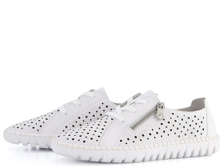 Rieker biele poltopánky s prerezávaným vzorom M2300-80