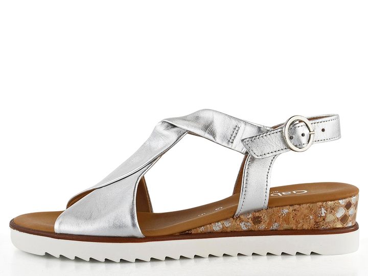 Gabor metalické sandály na klínu Silber 62.751.10